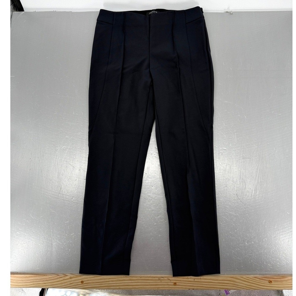 Lafayette 148 New York Gramercy Navy Blue Tailored Side Zip‎ Pants Womens 10